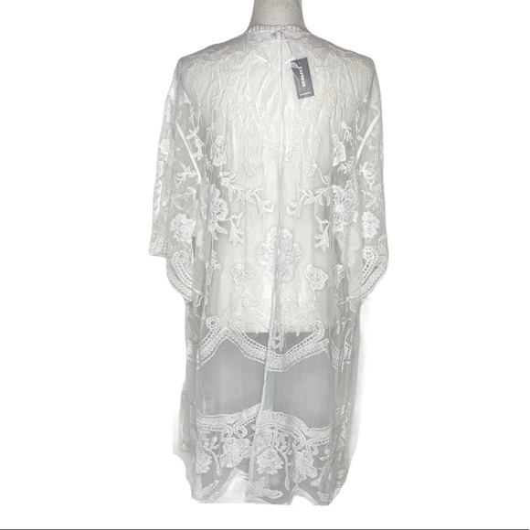 COLLECTION 18 for EXPRESS White Lace Kimono NWT - Picture 10 of 15